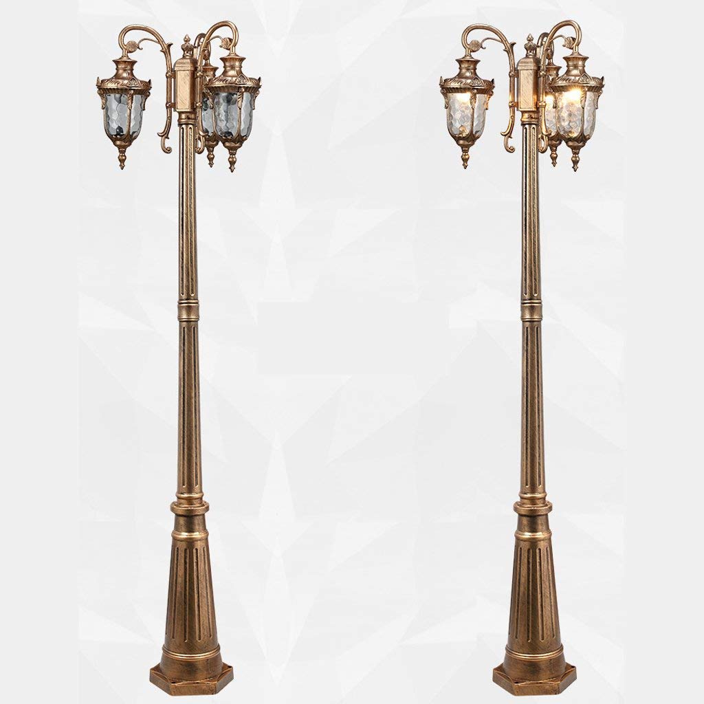 3-świetlna europejska wodoodporna szklana latarnia uliczna w stylu retro, wysoka lampa na słupie, antyczna aluminiowa, wodoodporna, antykorozyjna, na taras, balkon, trawn,315cm