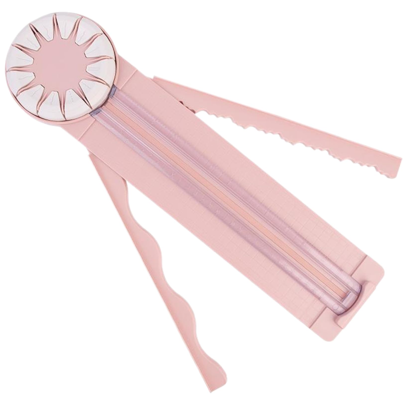 Paper Cutter, 12 in 1 Rotary Paper Cutter with Extended Folding Ruler, Non Slip Trimmer with Straight, Wave, Perforated & Creasing Blades for Crafting Photo Scrapbook Postcard