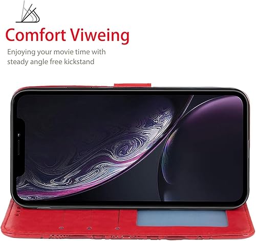 Miniatura 3 de Funda para iPhone XR, Apple XR Wallet Case con protector de pantalla de vidrio templado, mandala en relieve de cuero con tapa para tarjeta de