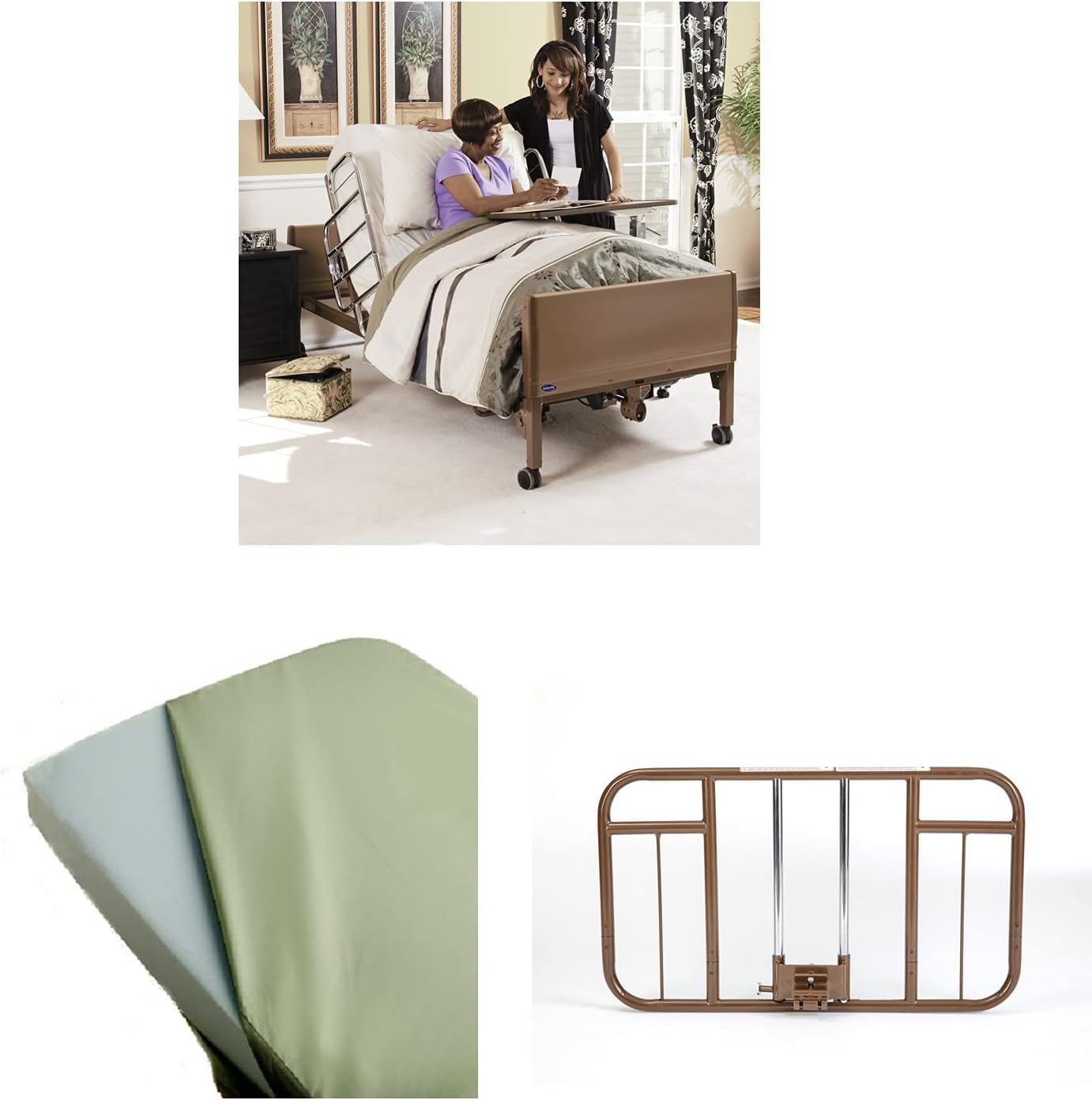 Invacare 5310IVC, 6630DS, 5180 Semi Electric Homecare Bed, Semi Electric Bed, 5310 IVC with Foam Mattress, 5180 and Half Length Rails, 6630DS