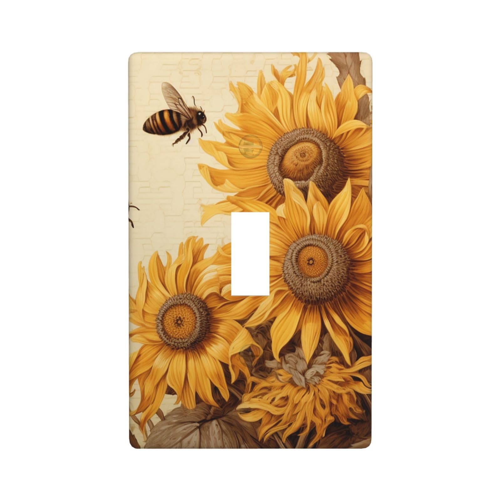 Decorator Wall Plate Cover Single Toggle Light Switch Cover Bees and sunflowers Wallplates Blank Electrical Rocker Switch Plate Covers for Electrical Outlets Decorative 1 Gang 4.5" x 2.76"
