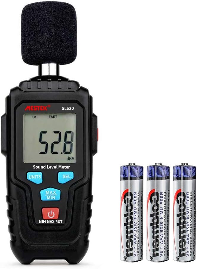 Decibel Meter Digital Sound Level Meter MESTKE 30 – 130 dB Noise Volume Measuring Instrument Reader Self-Calibrated Max Min Data Hold Fast/Slow Mode LCD Backlight Display/Flashlight Gift