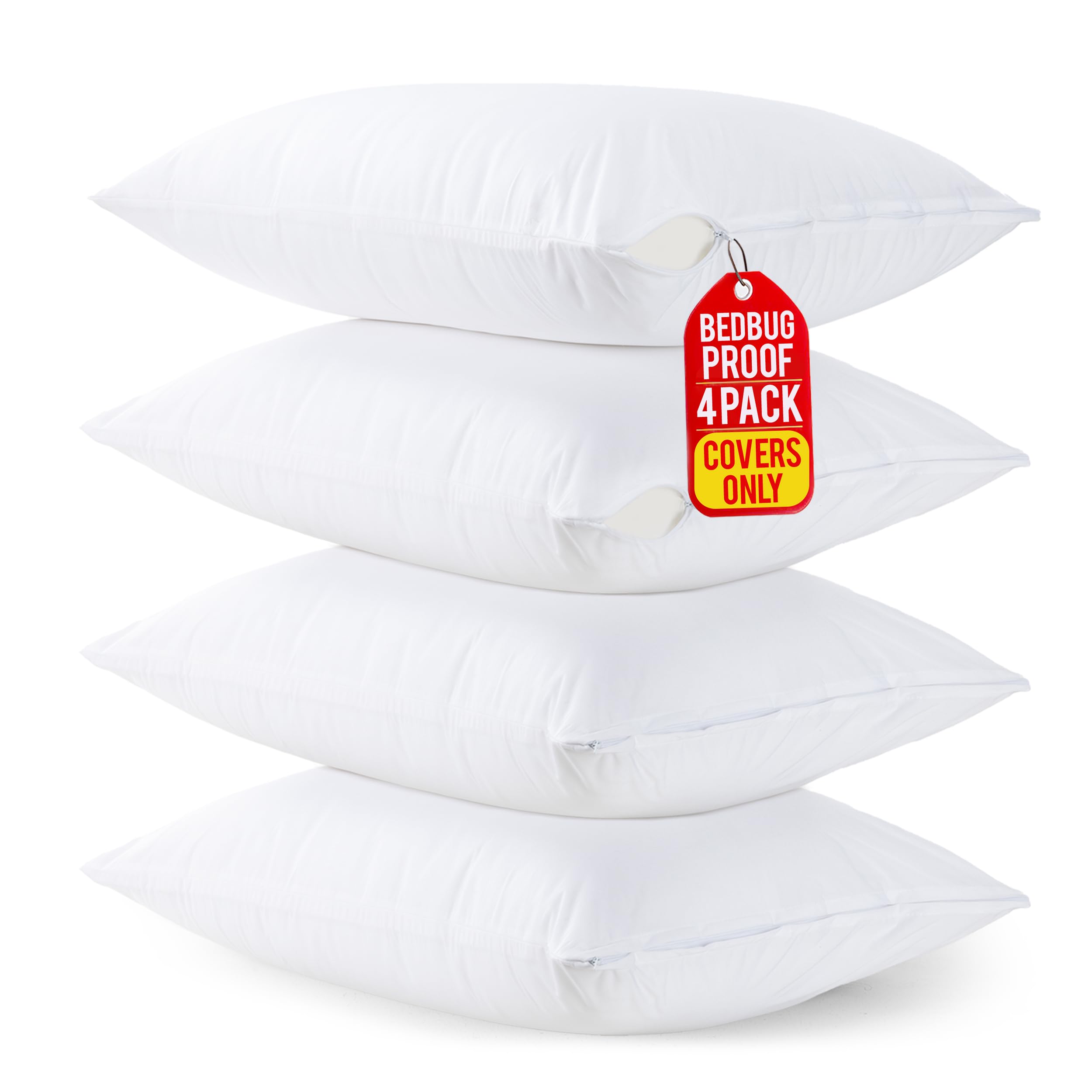 Utopia Bedding Waterproof Zippered Pillow Encasement - Polyester Knitted Jersey - 20 x 38 Inches - Bed Bug Proof (Pack of 4, King, White)-image-38