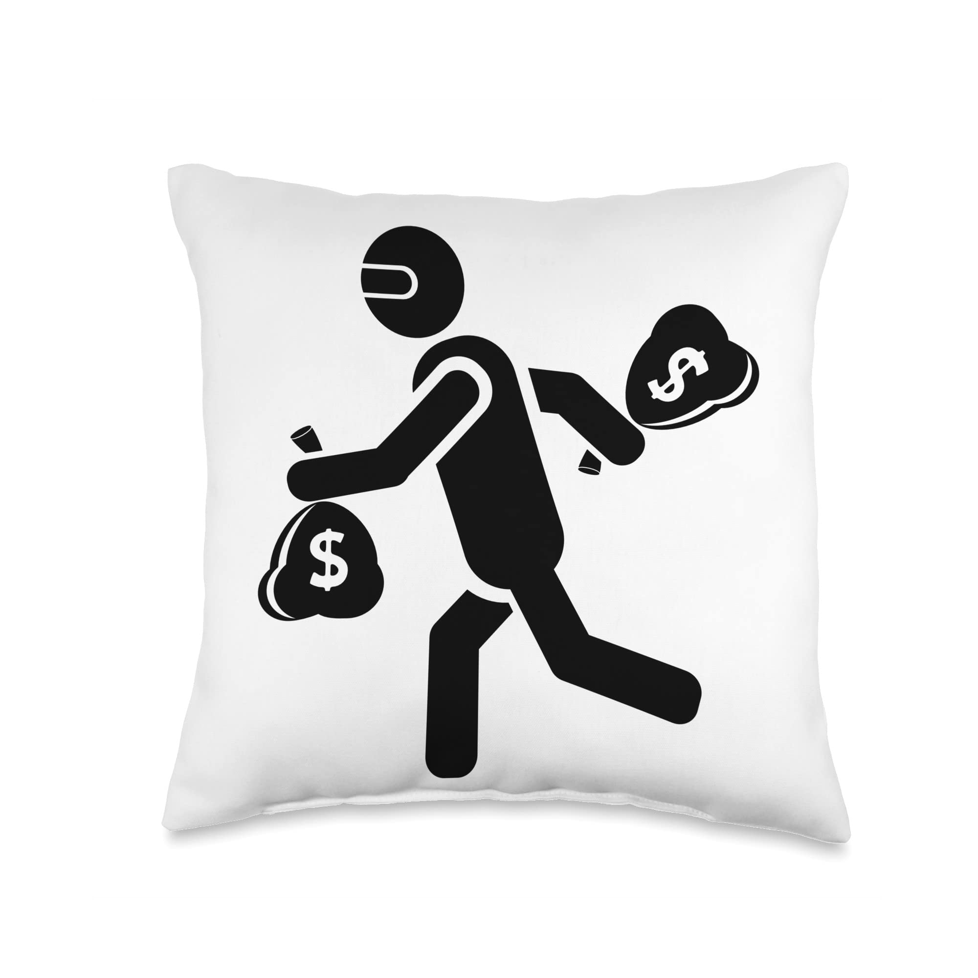 Grime LabBank Robber Crook Running Off with That Bag Throw Pillow, 16x16, Multicolor