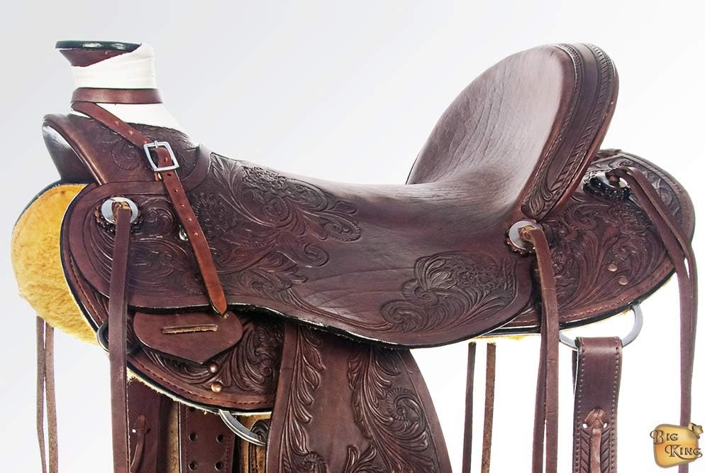 HILASON Western Horse Saddle American Leather Wade Ranch Roping Mahogany | Hand Tooled & for Horses