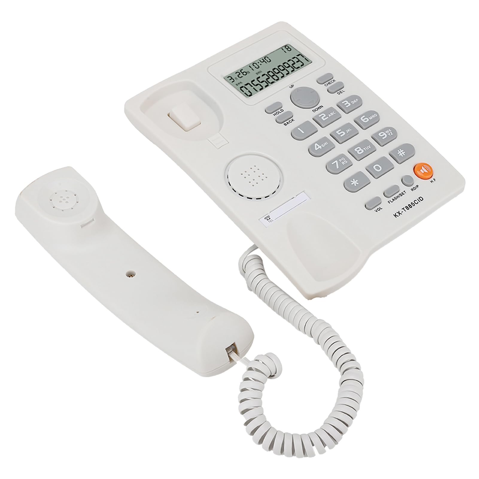 Przewodowy telefon stacjonarny z funkcją identyfikacji dzwoniącego i zestawem głośnomówiącym, analogowy telefon stacjonarny naścienny do domowego biura w hotelu, czarny, m (Biały)