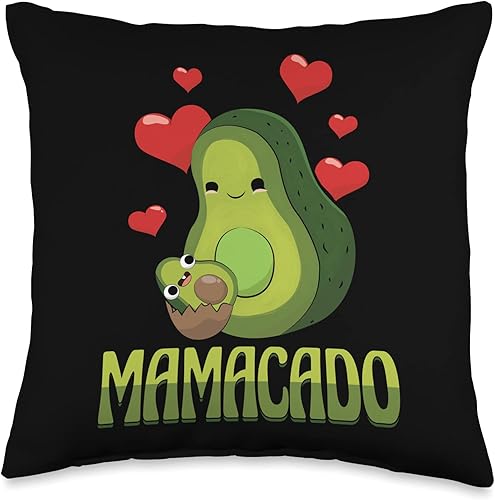 Avocado By VM Mamacado - Almohada divertida con diseño de fruta de aguacate verde, 16 x 16 pulgadas, multicolor
