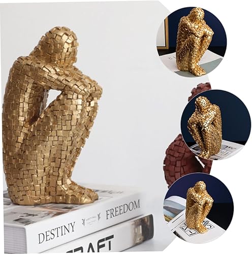 Miniatura 2 de ARTIBETTER Figura escultura decoración de mesa dorada Decoración de oficina Estante dorado Escultura abstracta Estatuilla de arte abstracto