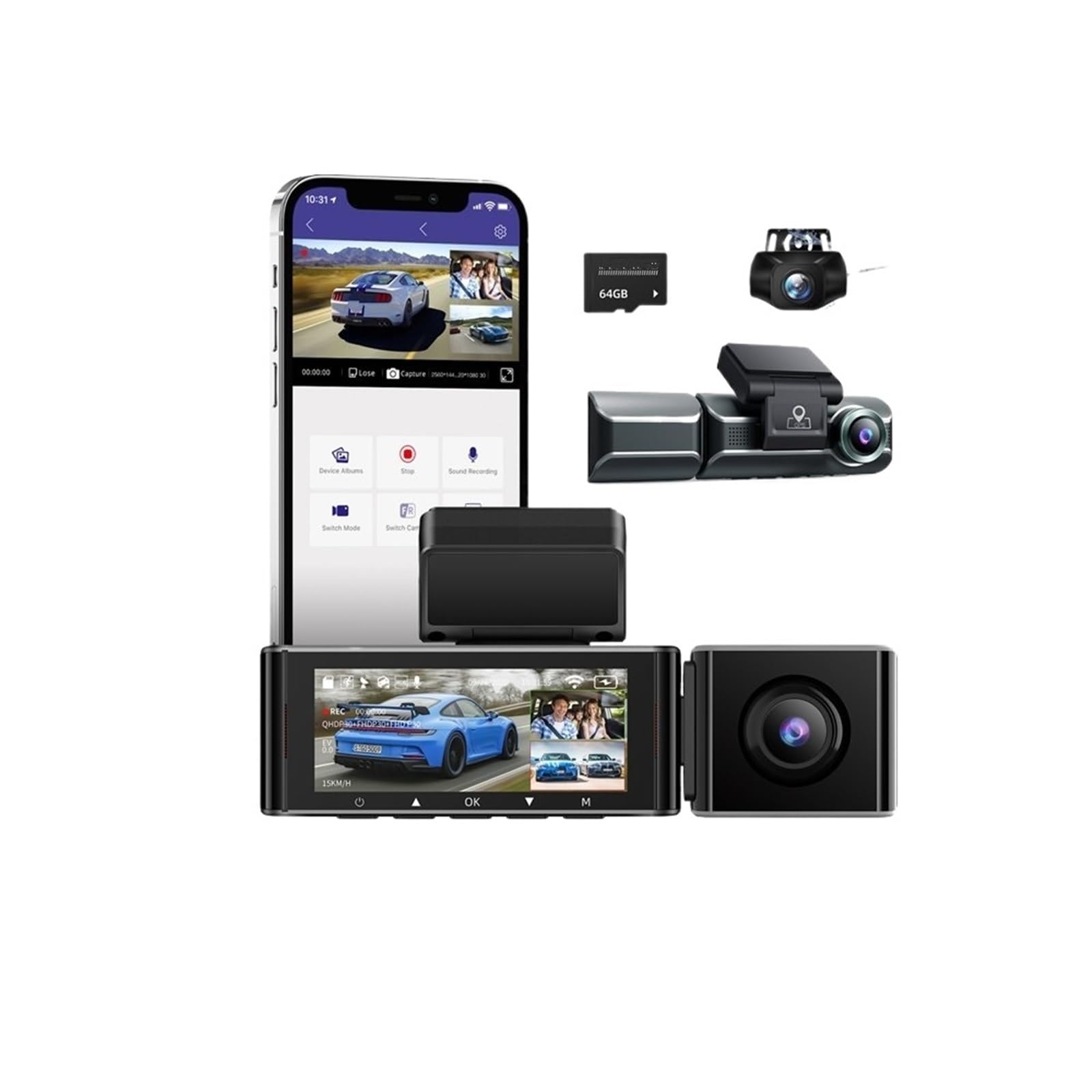 Dash Cam M550 Car DVR 3 Fotocamera 4K + 1080 RearCam 1080 Front Bulit-in GPS WiFi 3.18 Pollici Car Dash Camera IR Night Vision APP Controllo Telecamera per Auto (Misurare : M550 Standard List)