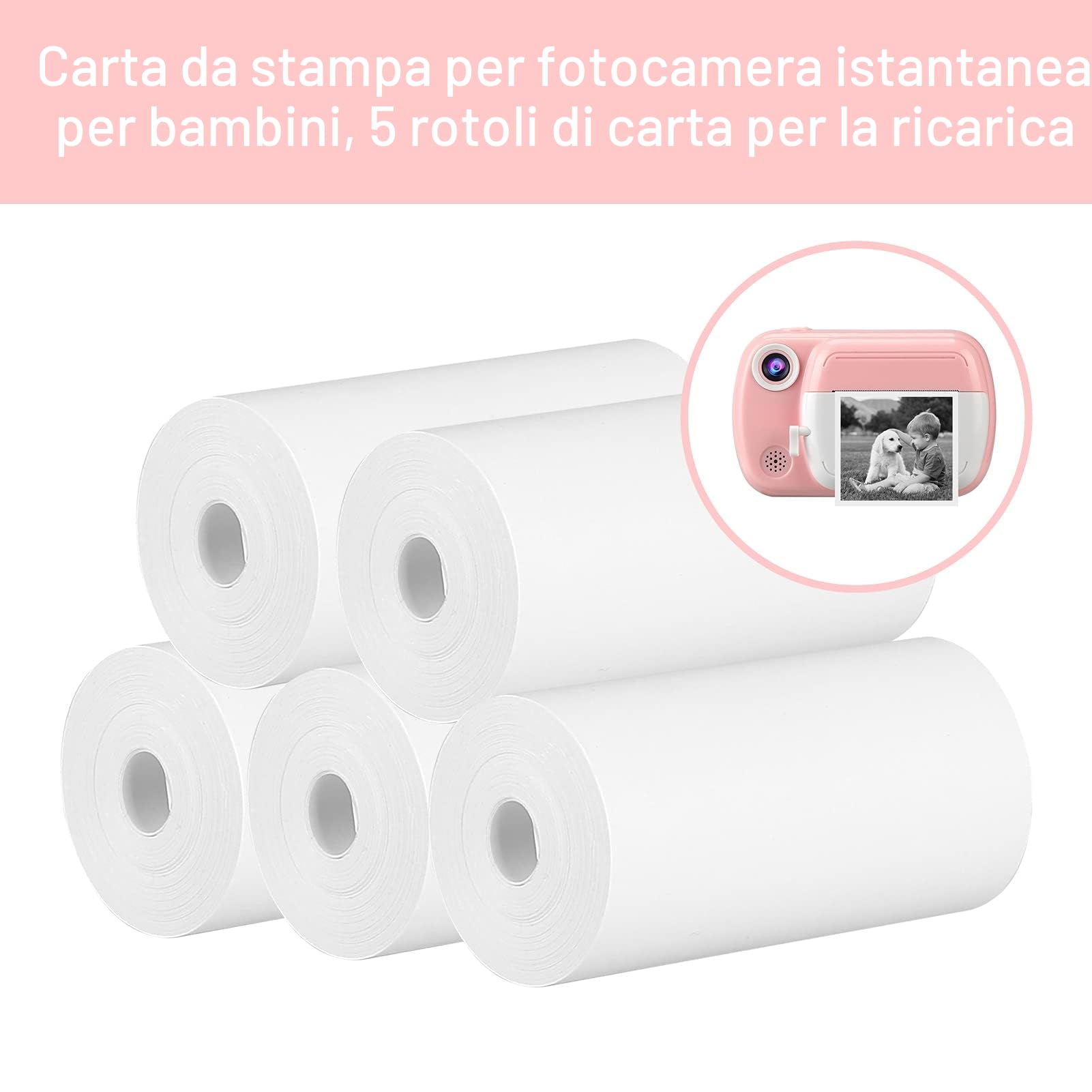 GlobalCrown Carta Termica 5.7cm Bianca a Inchiostro Zero 5 Rotoli do Aparatów Natychmiastowych