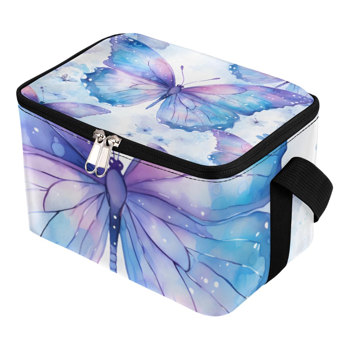 GzLeyigou Lunch Bags for Women Men 9 Cans,Butterfly Hot & Cold Food Delivery Bag Insulated Grocery Bag Insulated Lunch Box Bright Butterfly Cooler Bag for Office Work Picnic Beach