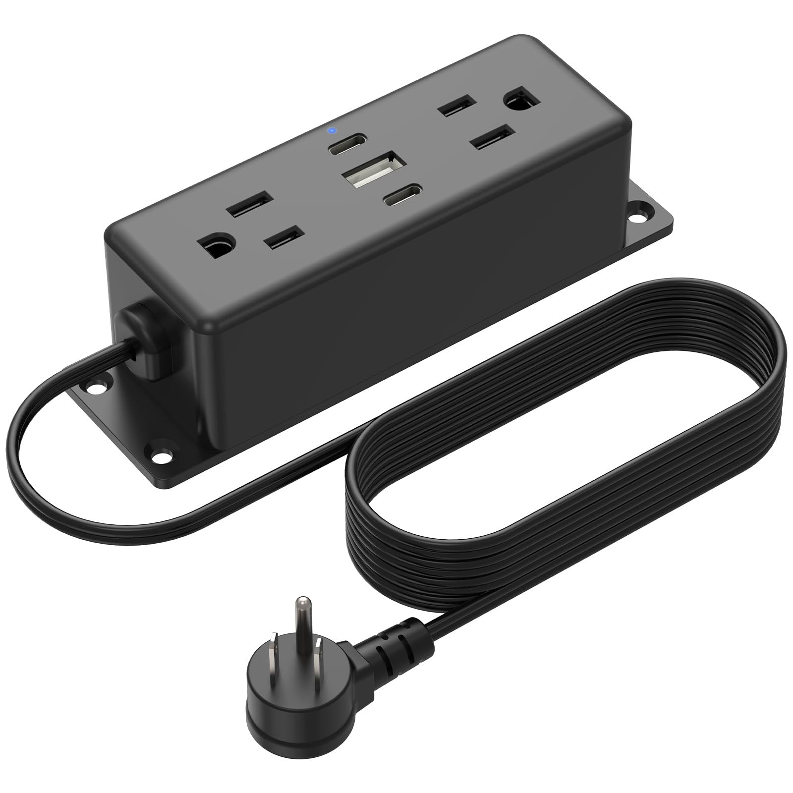 CCCEI Wall Mount Power Strip with USB Ports, Under Desk Mountable Power Strip with Outlets, 4FT Flat Plug Extension Cord Outlet, 20W USB-C Ports.