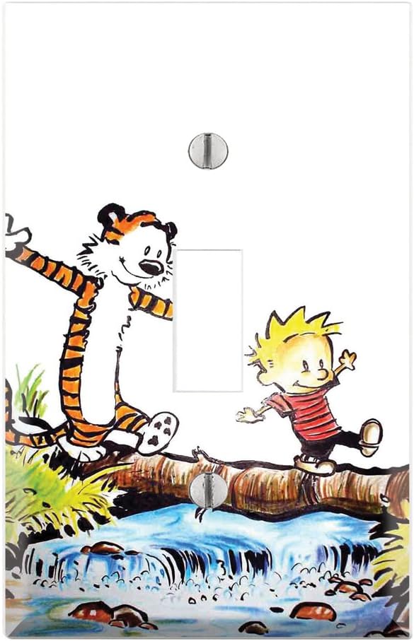 Single Toggle Wall Switch Cover Plate Decor Wallplate - Calvin and Hobbes Comic Tiger