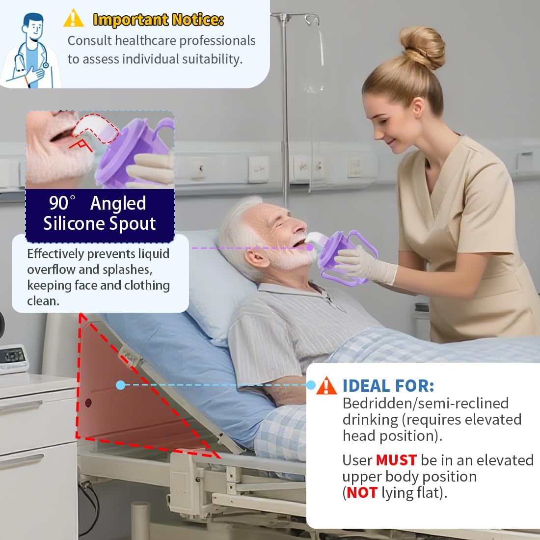dysphagia regulating drinking cup for elderly with difficulty swallowing,with 5cc and 10cc sip cup,assistive devices liquids only,No thickener is Used (Purple-Lid+Body,Pack of 1)