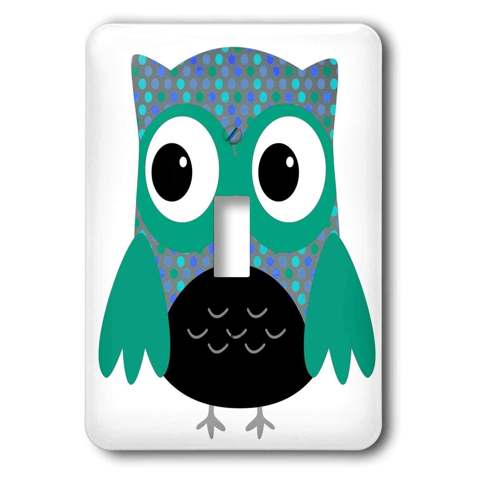 Interrupteur à bascule hibou mignon motif pois bleus verts