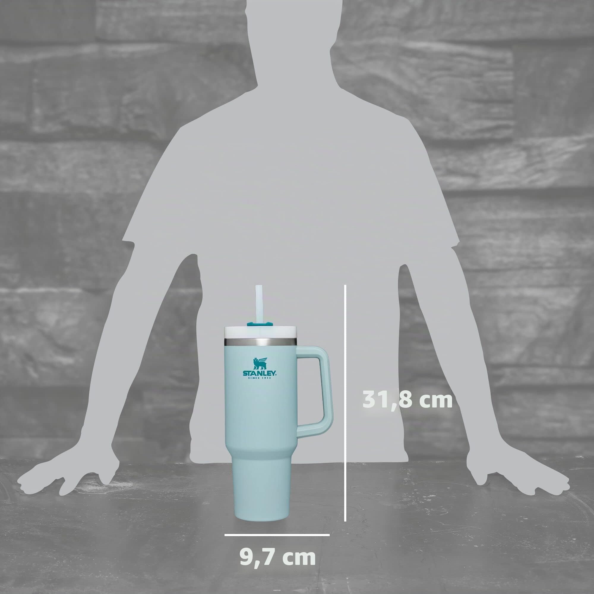 Stanley Reisebecher, Abenteuer-Durstlöscher, 1,2 l, Blau (Seafoam) | Griff und Strohhalm, Deckel mit 3 Positionen, Getränkehalter, kompatibel für Reisen, isolierter Edelstahlbecher, BPA-frei