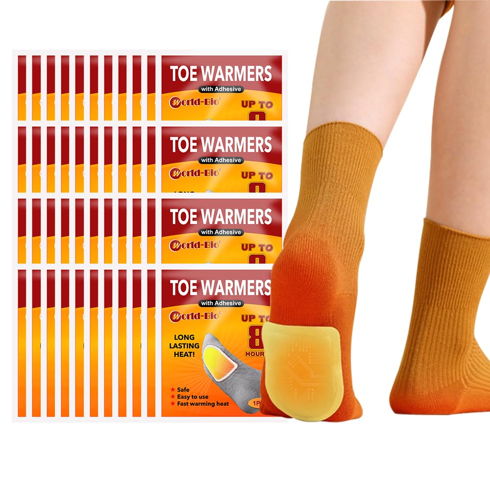 Foot Toe Warmers 40 Pairs - Up to 10 Hours of Heat, Easily Apply with Adhesive, Instant Heat Packs, Odorless Hot Toe Warmers Disposable, Ultra Thin, Easy, All Natural, Air Activated