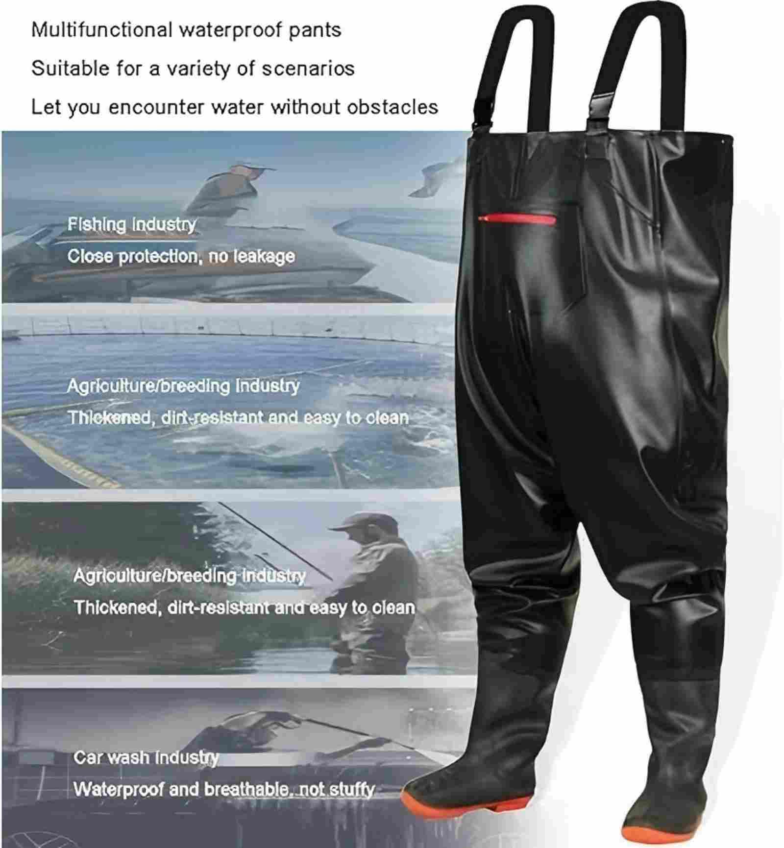 HoldOneLight Vadeadores de gran tamaño para hombre, PVC, impermeable, para caza, con cinturón para el pie de bota, transpirable, ligero
