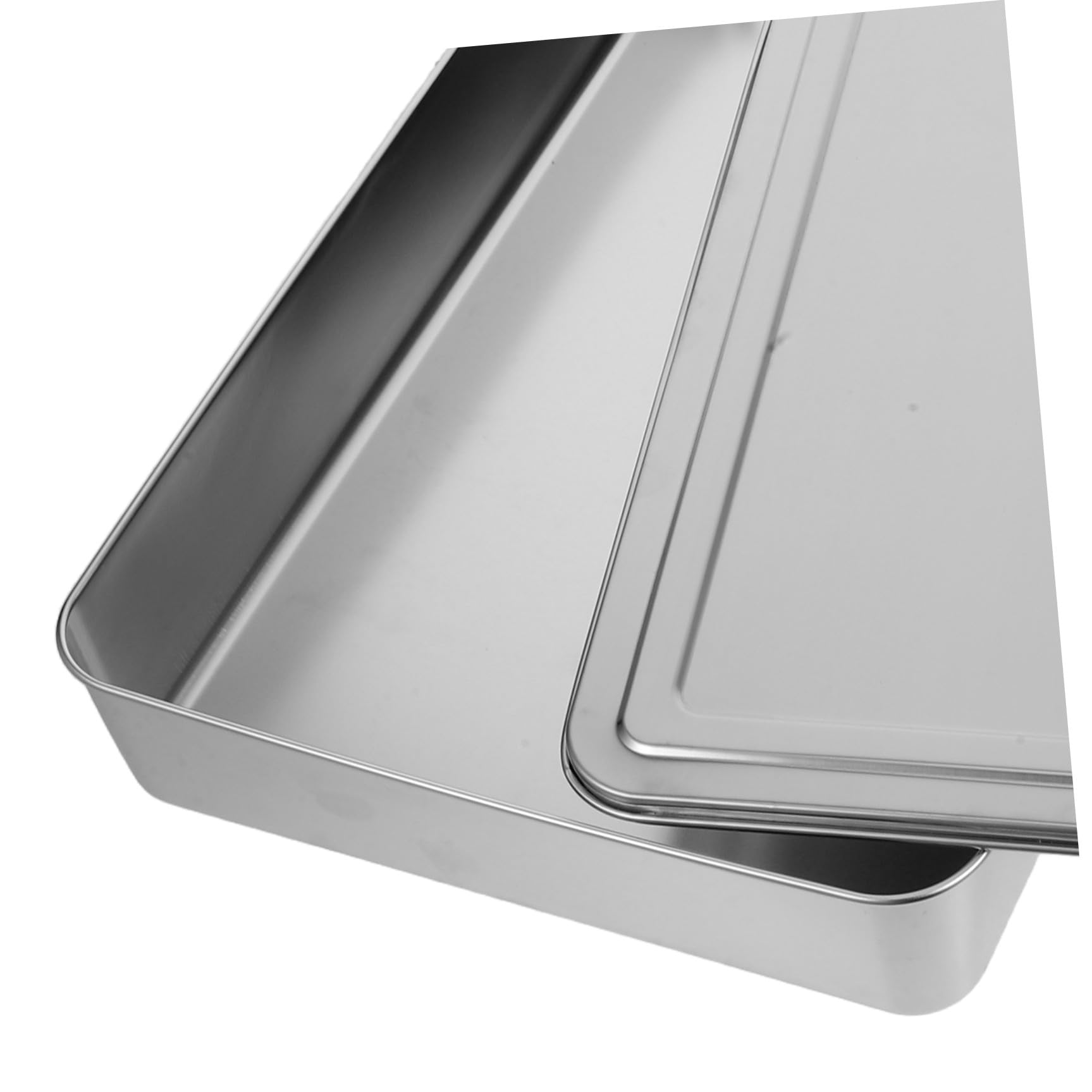 Moule Rectangulaire en Acier Inoxydable 43X28X6 CM Couvercle pour Cuisson de Gâteaux, Brownies et Conservation, Adapté Four Grille-