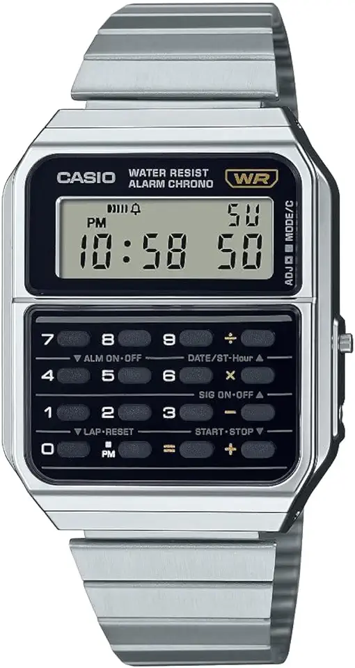 Relógio CASIO VINTAGE prata calculadora CA-500WE-1ADF
