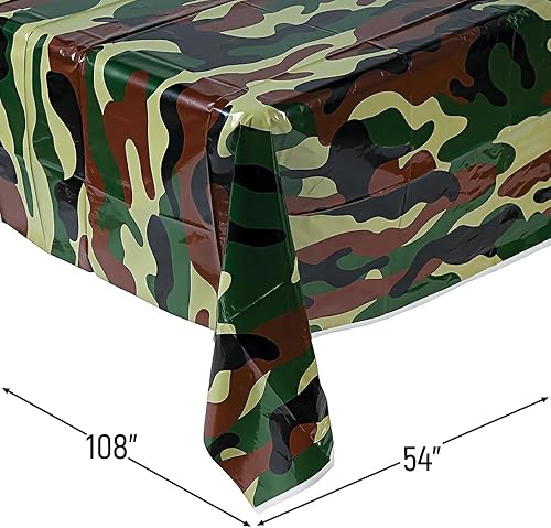 Miniatura 2 de Fun Express Mantel desechable de plástico camuflado de camuflaje – 54 x 108 pulgadas – Suministros para fiesta de cumpleaños del ejército