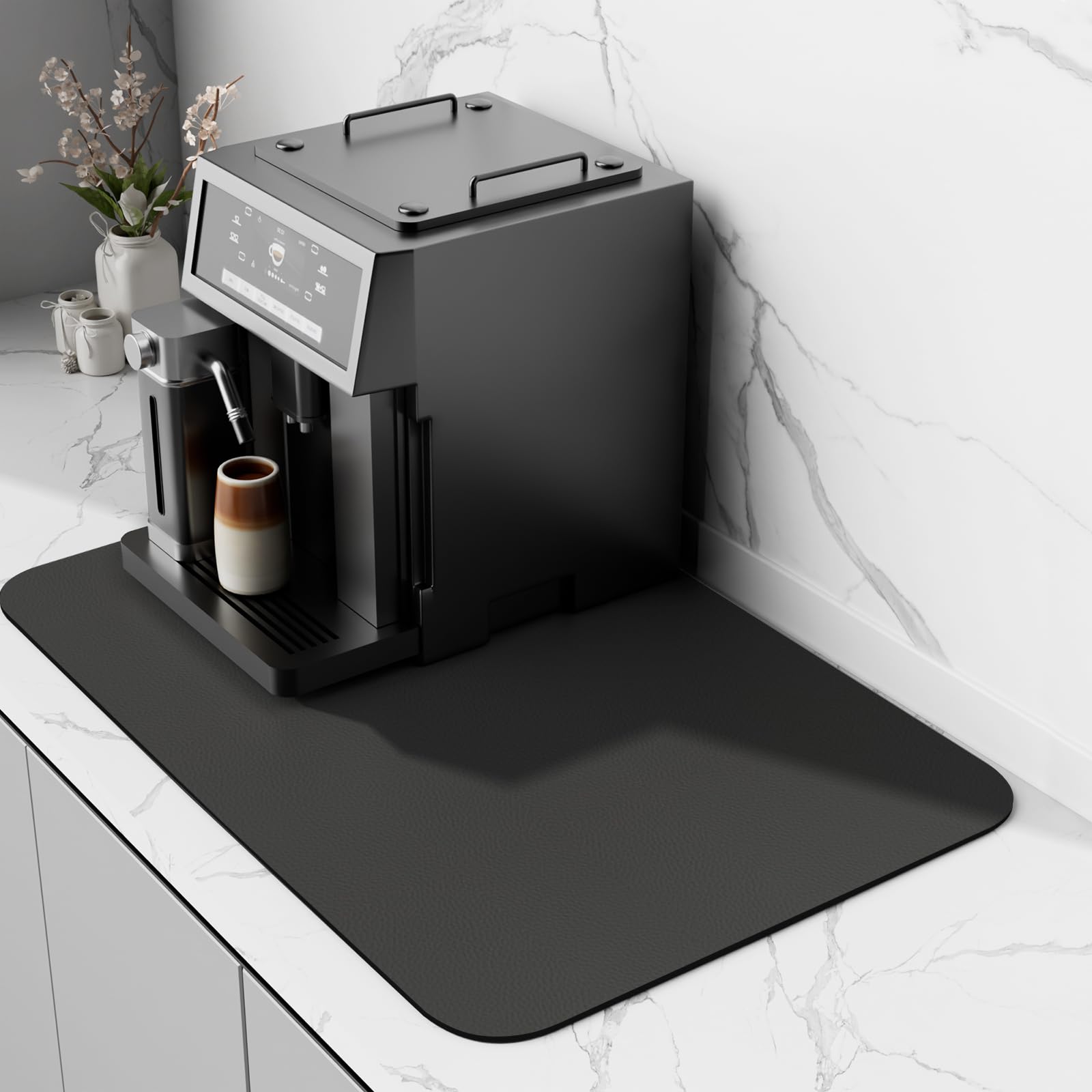 SARTNP Coffee Mat Coffee Machine Mat Rubber Backed Absorbent Dish Drying Pad for Kitchen Counter, Espresso Accessories (Dark Grey, 40 x 60 cm) — image 1
