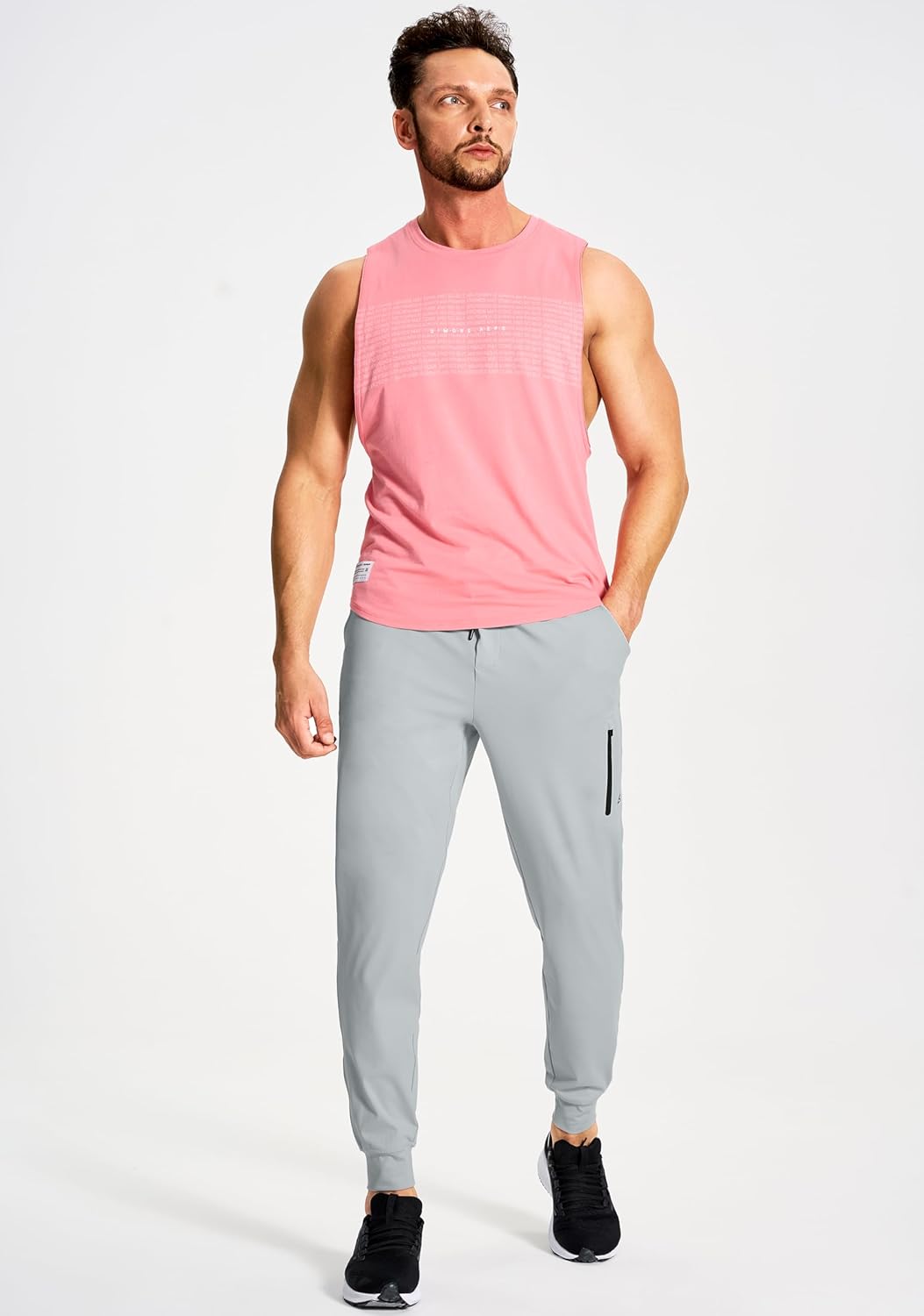 Men's Athletic Joggers Stretch Sweatpants with Zipper Pockets Running Workout Gym Track Golf Pants for Men - Image 5
