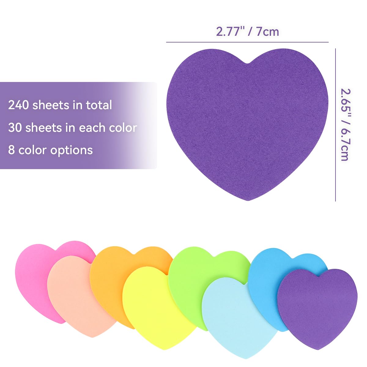 Amazon.com : 8 Color Sticky Notes 240 Sheets Heart Shape Sticky