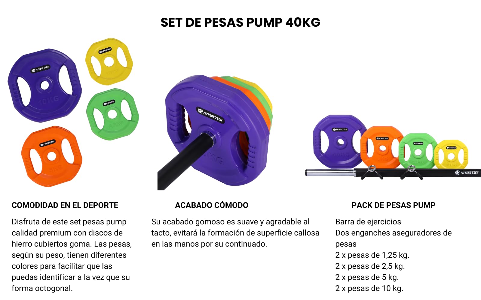 Set Completo de Pesas y Barra - Body Pump - Entrenamiento Funcional - Definición, Musculación y Entrenamiento (40KG)