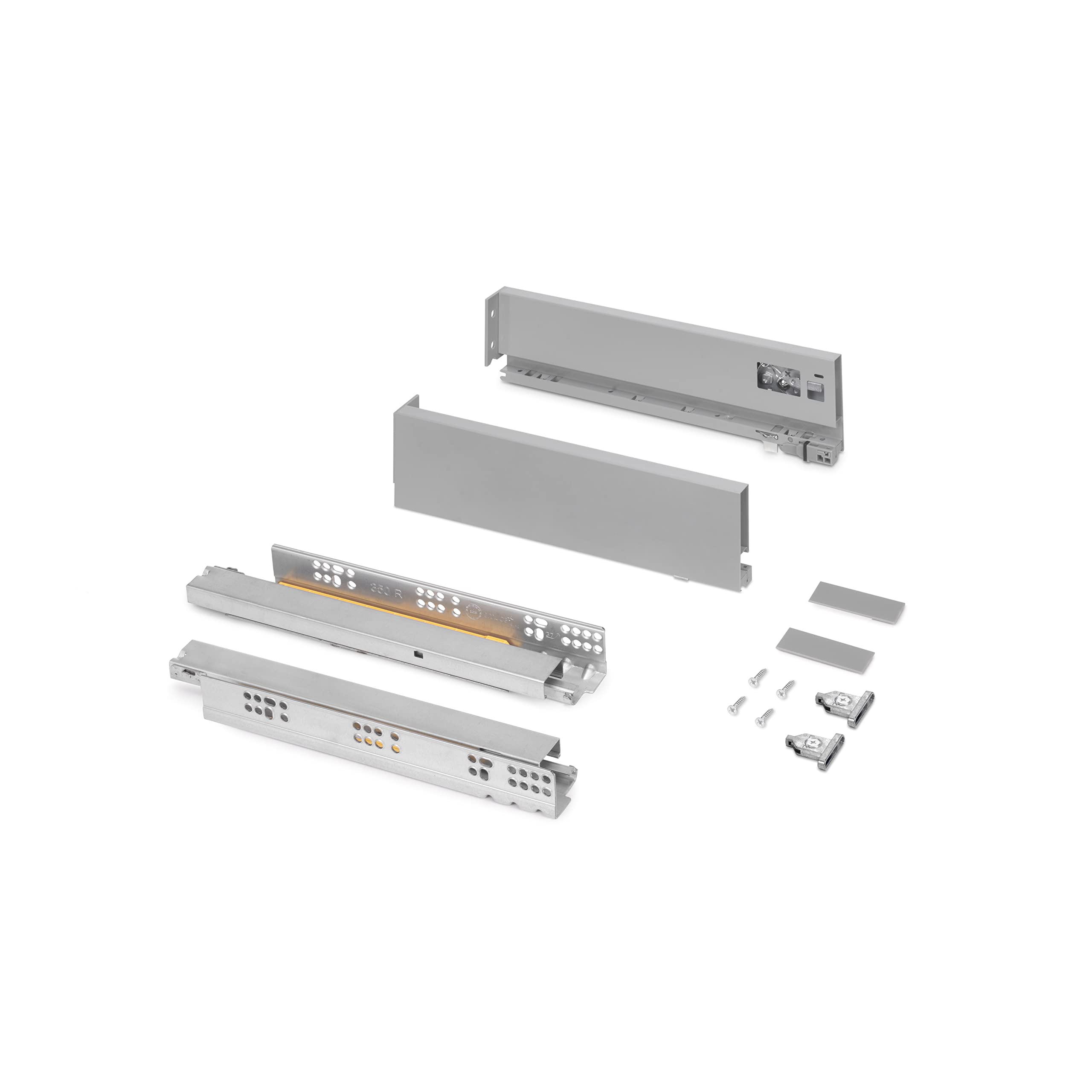 Emuca - Cassetto esterno Vertex 40 kg altezza 93 mm, Profondità:350mm, Verniciato alluminio, Acciaio, 1 u.