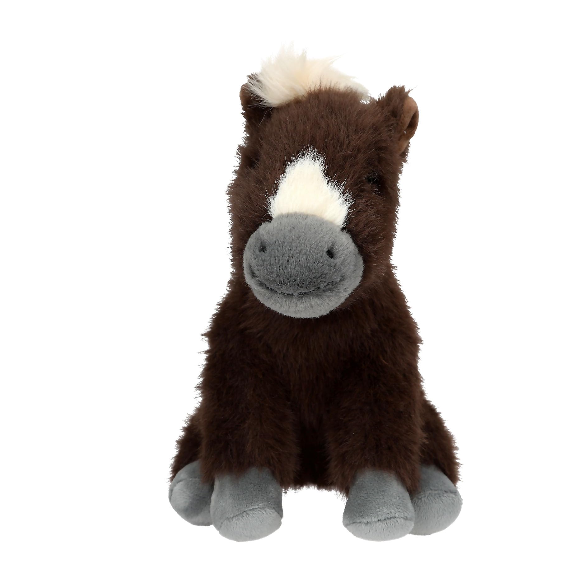 Depesche 14046 Miss Melody - cuddly horse in dark brown with stain in cream, with soft fur and black eyes, approx. 20 cm plush animal