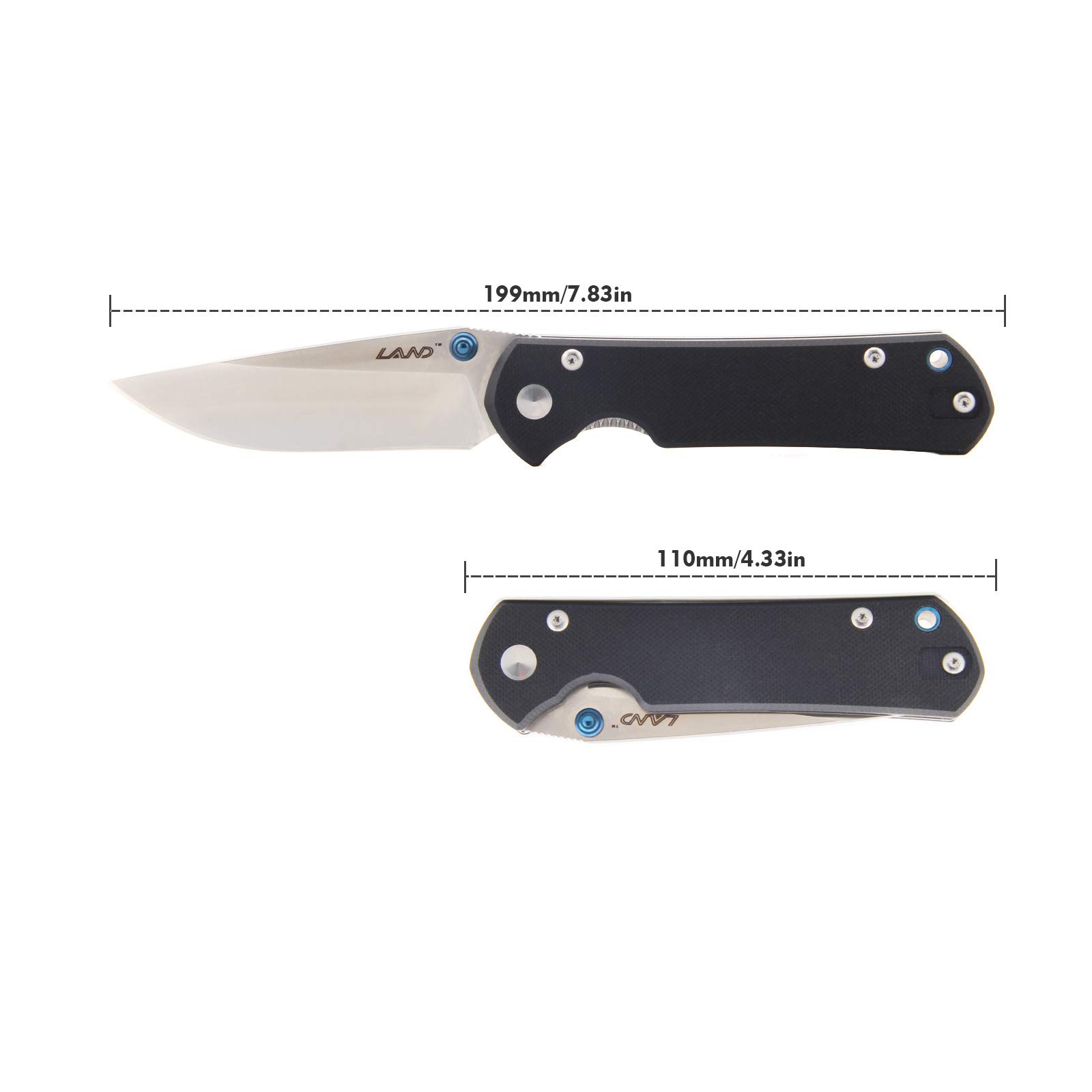 Sanrenmu Land 910 Pocket Knife Folding Knife 12C27 Blade G10 Handle Liner Lock Pocket EDC Knife (Black,G10)