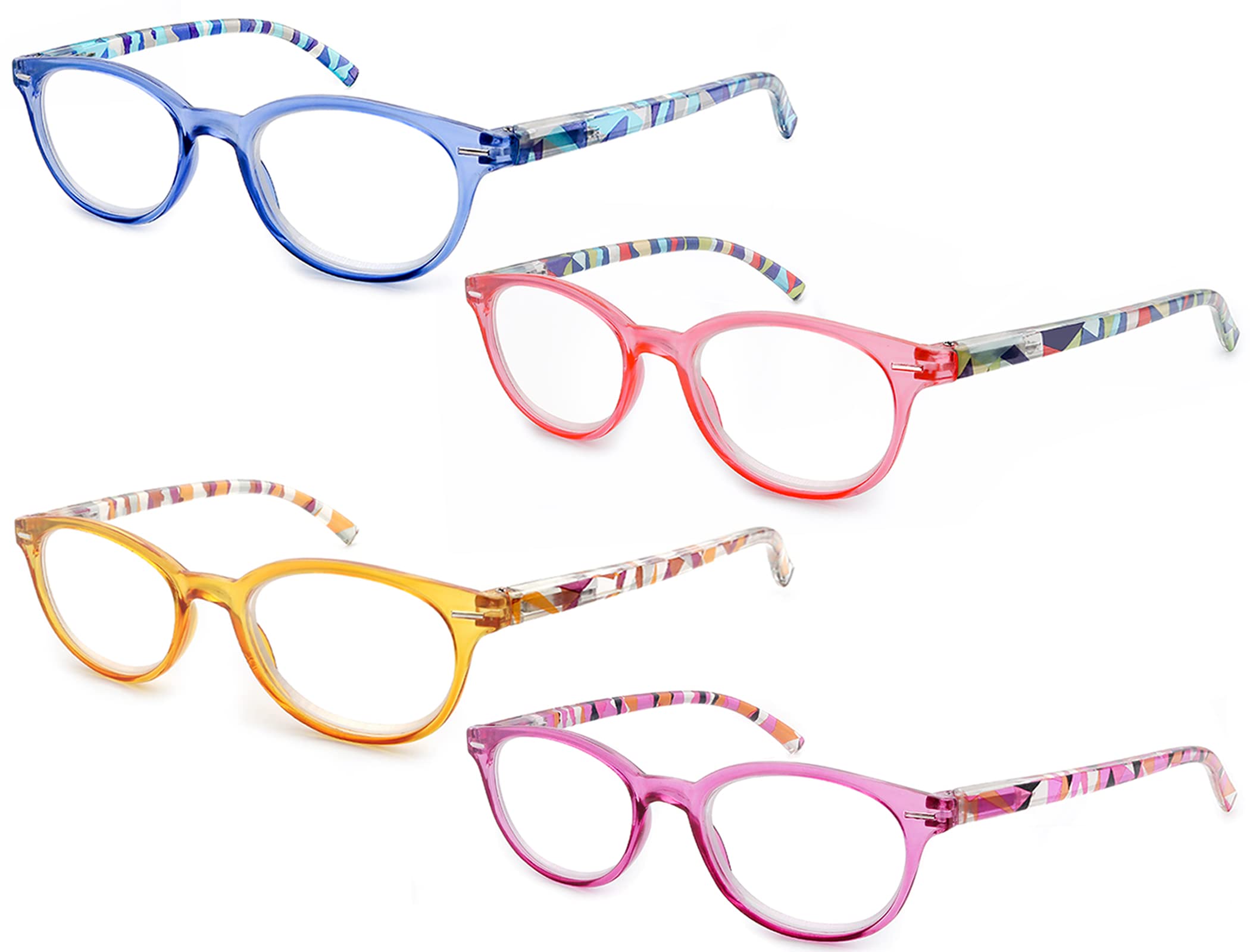 HEEYYOK Reading Glasses for women,2.00 Readers glasses for women,retro Round Frame,Spring Hinges Includes 4 Pouch - Image 2