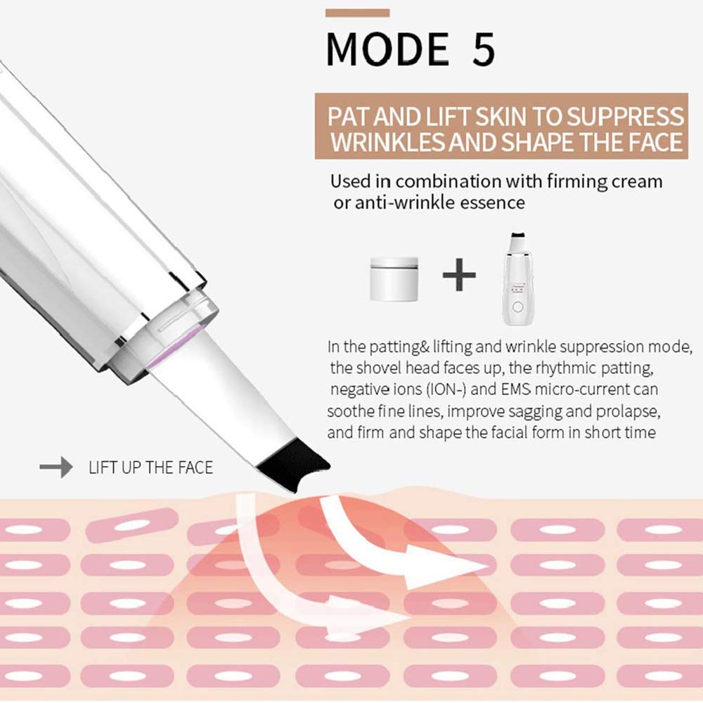 MU Detergente per la pelle del viso, Scrubber per la pelle del viso Rimozione di punti neri Pulizia della pelle dei pori Peeling, Strumento di bellezza per display a led per pulizia profonda del viso
