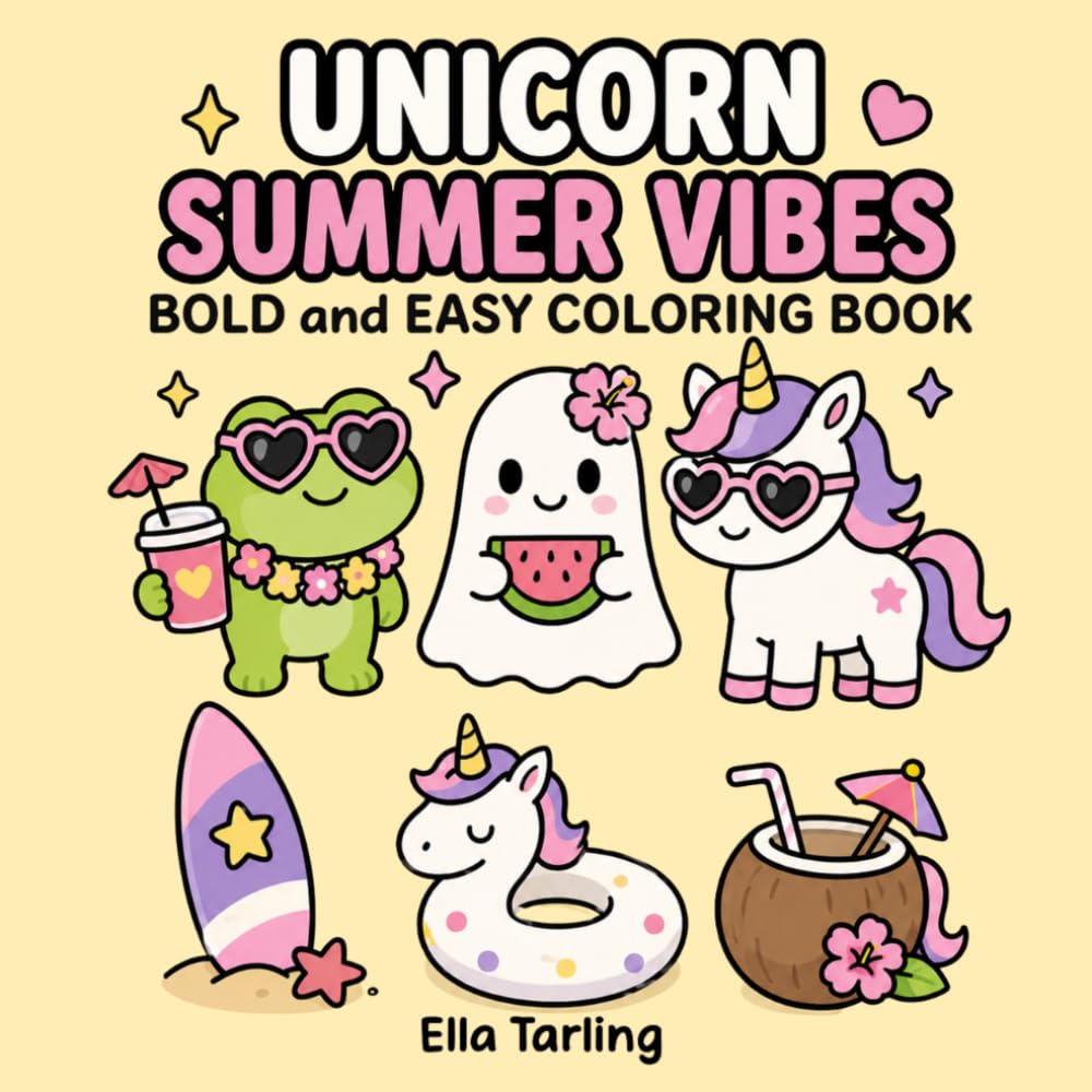 Unicorn Summer Vibes Coloring Book: Sunny and Playful Coloring Pages for Vacation Fun and Creative Relaxation (Cozy Animal Coloring Series)