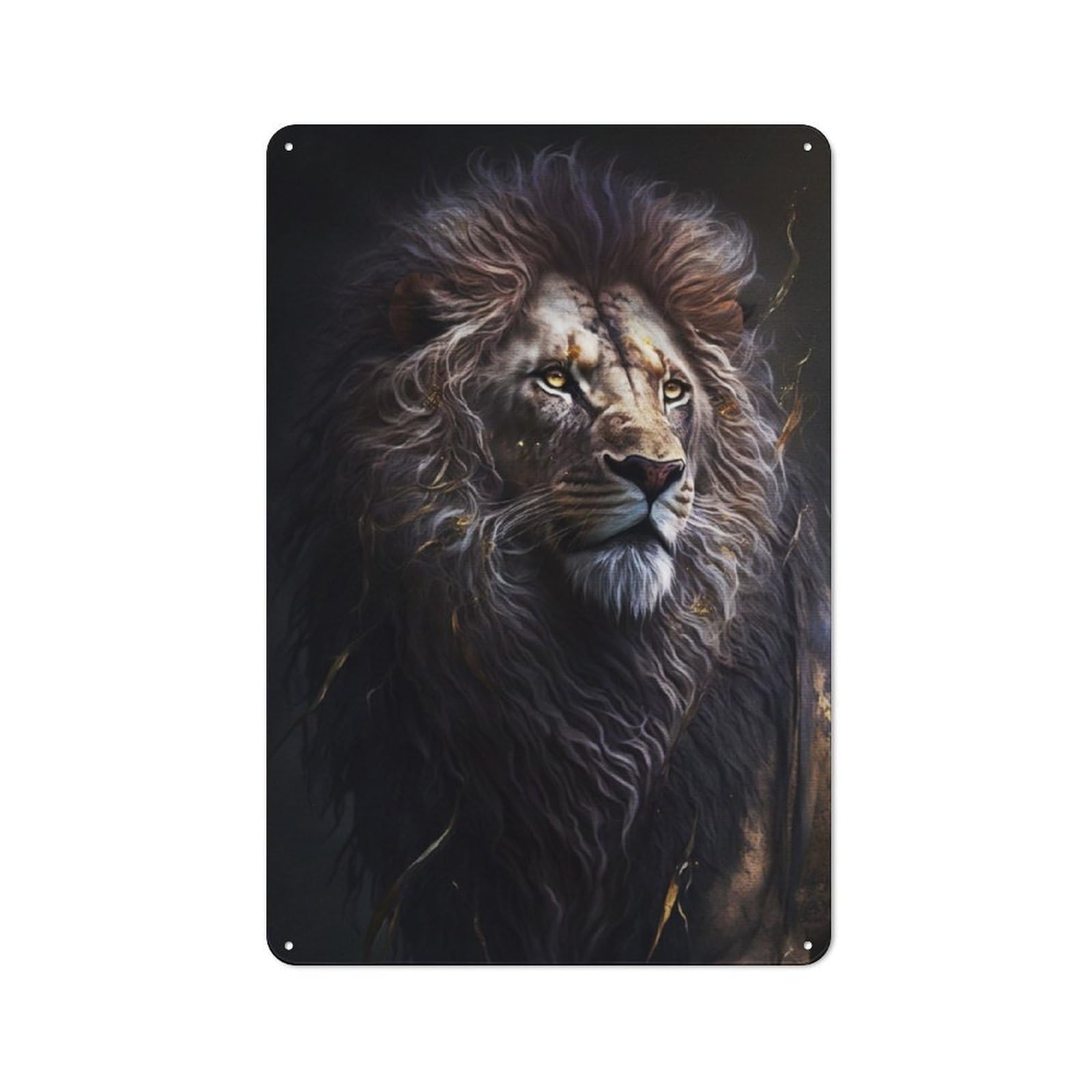 Smart Tin Sign 30x20cm Featuring Portrait Black Lion, Office Wall Decor for Workspace, Cafe, Shop Or Desk Area