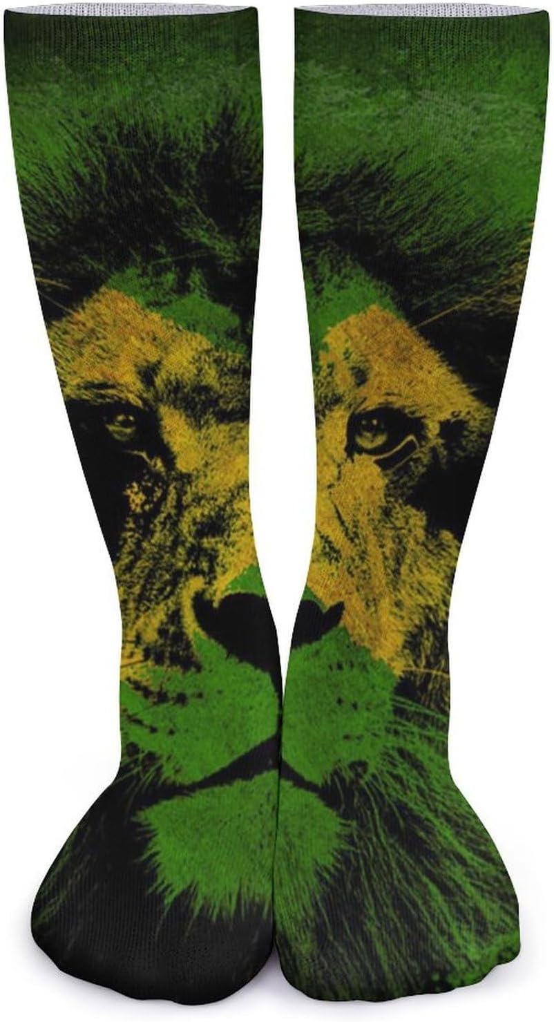 Jamaica Flag Lion Knee High Socks Casual Long Stockings Over Calf Sock Tube for Women Men