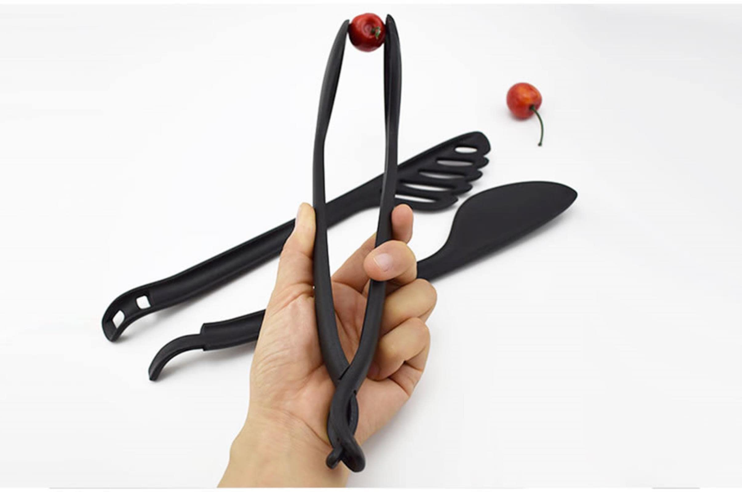 Pinces à Spaghetti, Pinces à Nouilles en Nylon, Pinces Alimentaires, poignée en Acier Inoxydable, ustensiles de Cuisine, Accessoires de Cuisine, Pinces pour la Maison (Une Couleur)