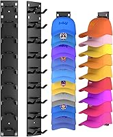 Eanyiikick 2-Pack Hat Organizer for Baseball Caps - Strong Adhesive Wall Mounted Hat Rack Holds 18 Hats, Black Multi-Layer Storage