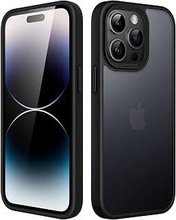 JETech Matte Case for iPhone 14 Pro Max 6.7-Inch (NOT for iPhone 14 Pro 6.1-Inch), Shockproof Military Grade Drop Protection, Frosted Translucent Back Phone Cover, Anti-Fingerprint (Black)