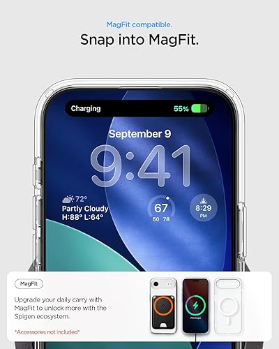 Vista 290 de Spigen Funda para iPhone 15 Pro, ultra híbrida MagFit [antiamarilleo] [compatible con Magsafe] - Fibra de carbono