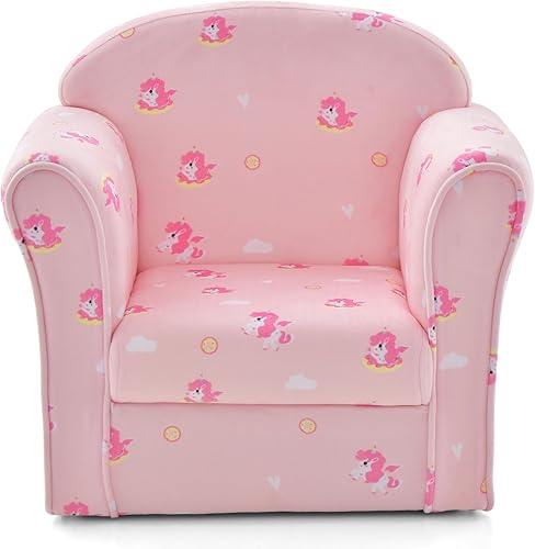 INFANS Sofá para niños, sillón para niños pequeños con diseño de dibujos animados de construcción de madera resistente, sillón tapizado para niños, disponible en Yaxa Colombia