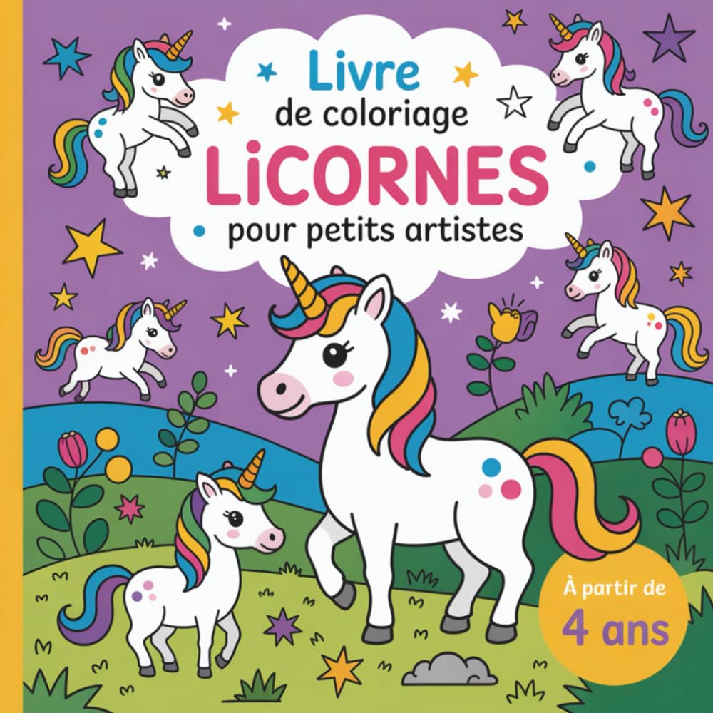 Livre de coloriage de licornes pour petits artistes: avec 50 magnifiques coloriages de licornes (Livres de coloriage de WOLE Publishing)