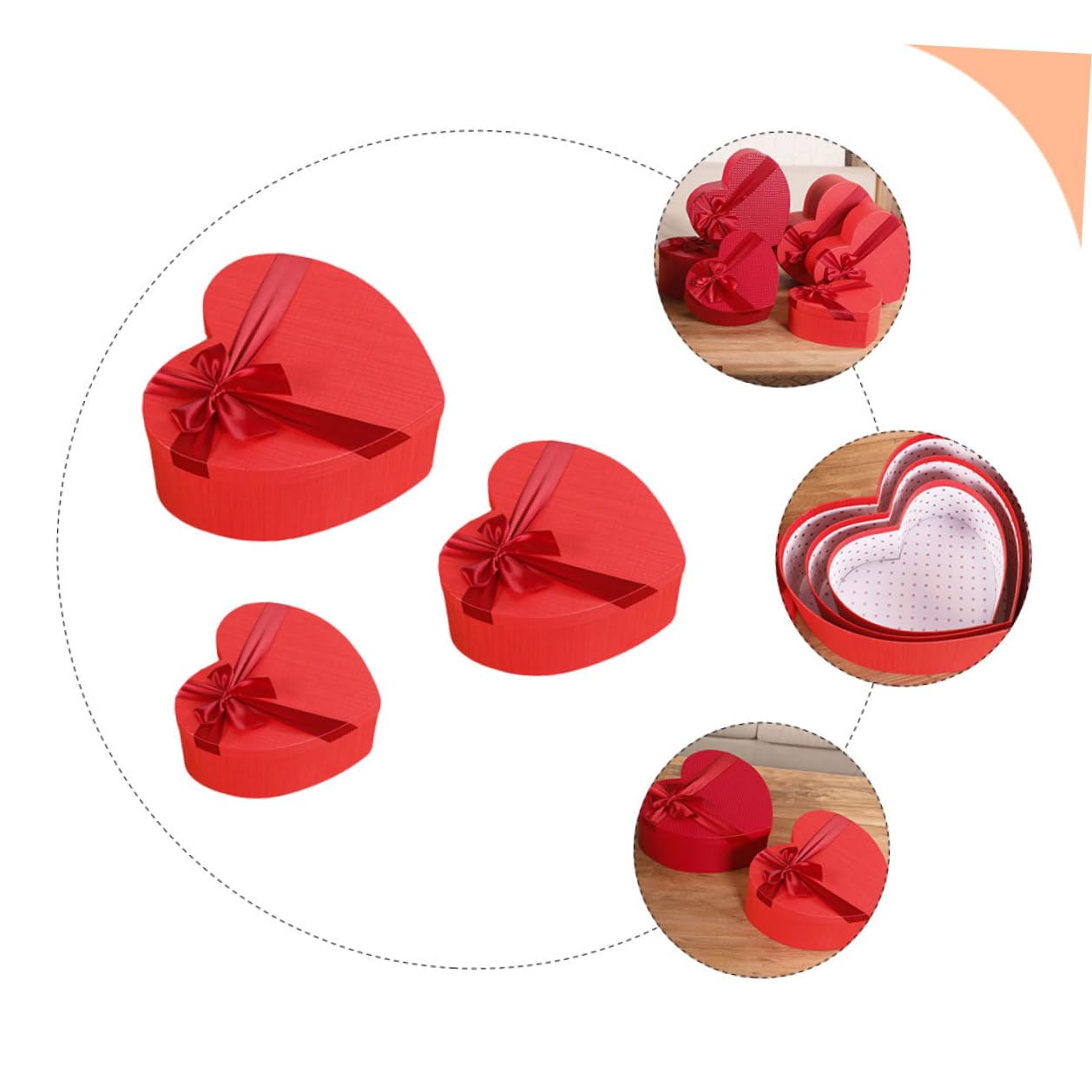 LOLIPPYY 3 Stück Herzförmige Geschenkboxen aus Stabilem Material Aufbewahrungsboxen für Hochzeit Geburtstag und Valentinstag Flach Verpackbar und Wiederverwendbar