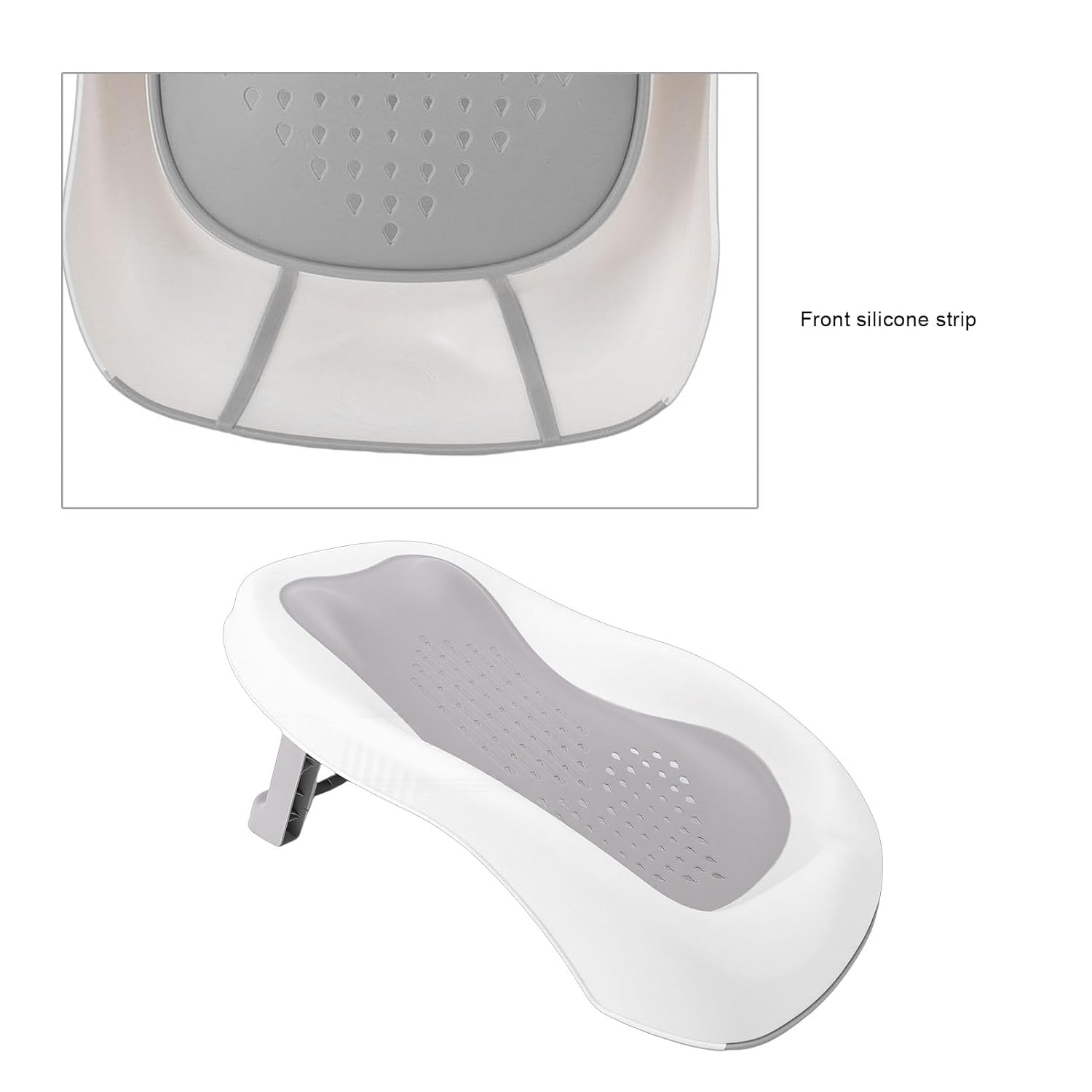 Baby Bathtub, Ergonomic Design Portable Bathing Rack, Lightweight PP TPE Holder, for Newborn to 6 Months (Gray)