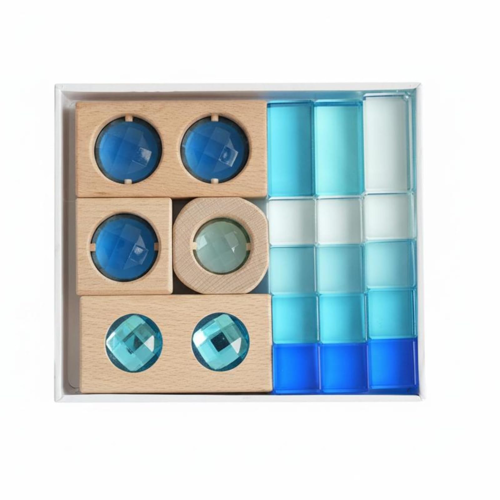 harayaa Blocchi di Costruzione per Bambini con Elementi in Legno Naturale E Acrilico Brillante per Costruzioni Sperimentali con Forme E Colori, color to 1
