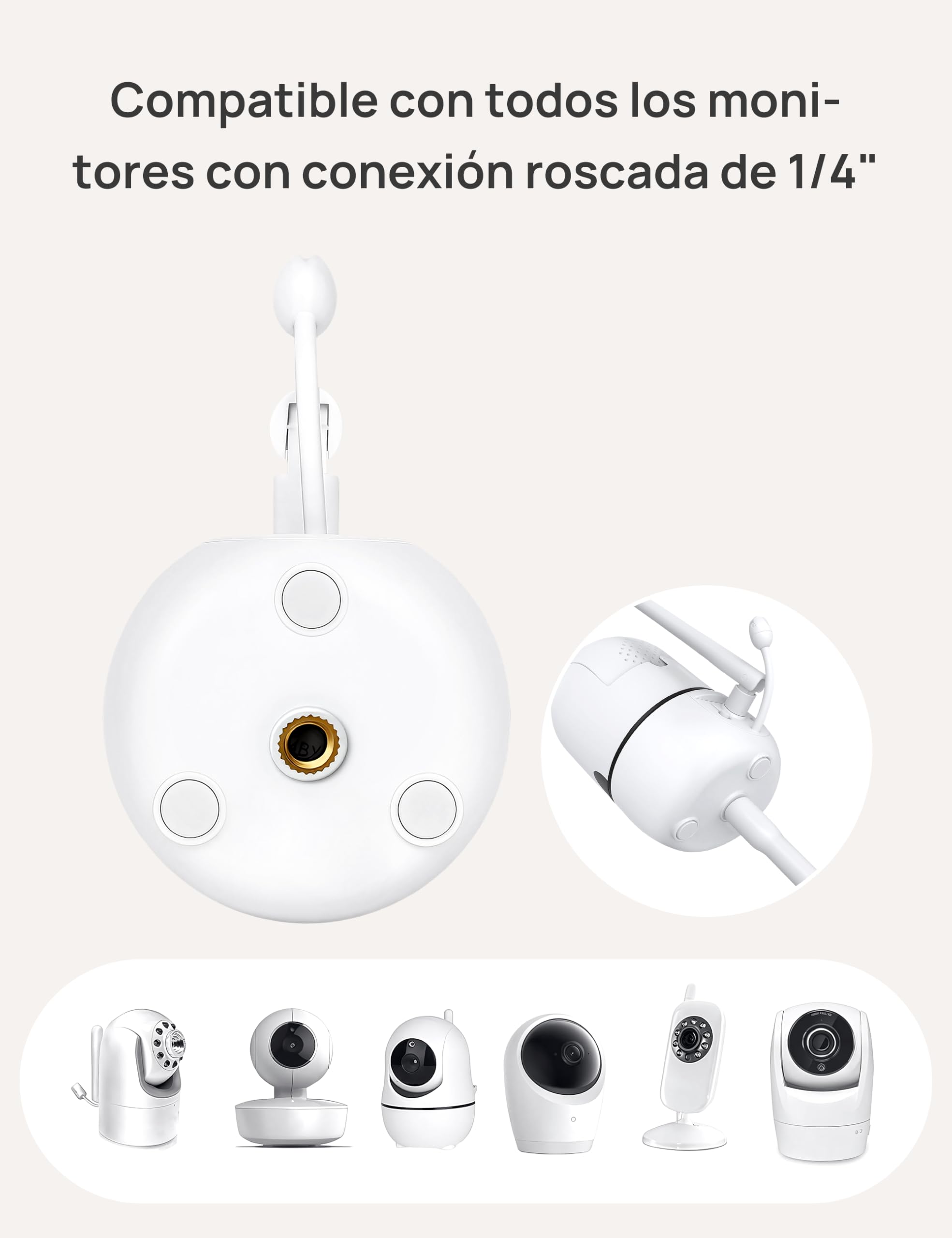 Dr.Care Soporte para Monitor de Bebé, Clip Ajustable Universal para Cámara de Bebé, Compatible con Todos los Monitores de Bebé, Brazo Largo y Flexible para Cuna, Sin Herramientas