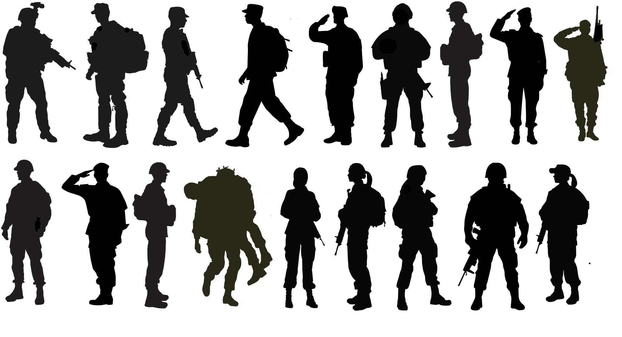 Pack of 18 Soldier Stickers Military 5cm (2") Tall - Army Gifts - Waterproof Decals - Use on Laptops, Cars, Water Bottles, Scrapbooking, Party Bags (Extra Small, Black)