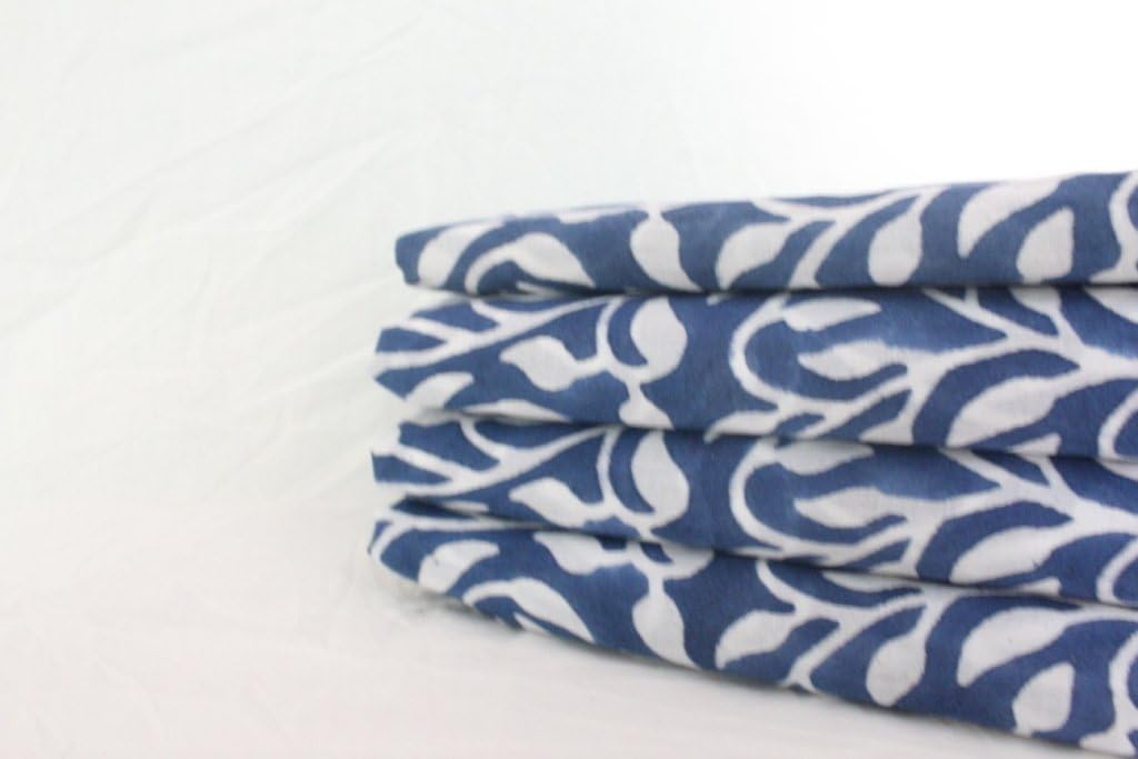 Indian Cotton Fabric Sanganeri Block Print Fabric Blue Floral Craft Fabric Handmade Sewing Fabric (2.5 Yard)