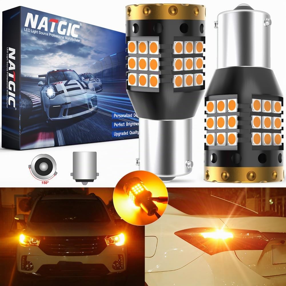 BAU15S PY21W LED Lampadine per Indicatori di Direzione Ambra 3700LM 3030 45 SMD Canbus Errore Anti - Hyper Flash Gratuito per Indicatori di Direzione a LED Anteriori o Posteriori (Pack-2)